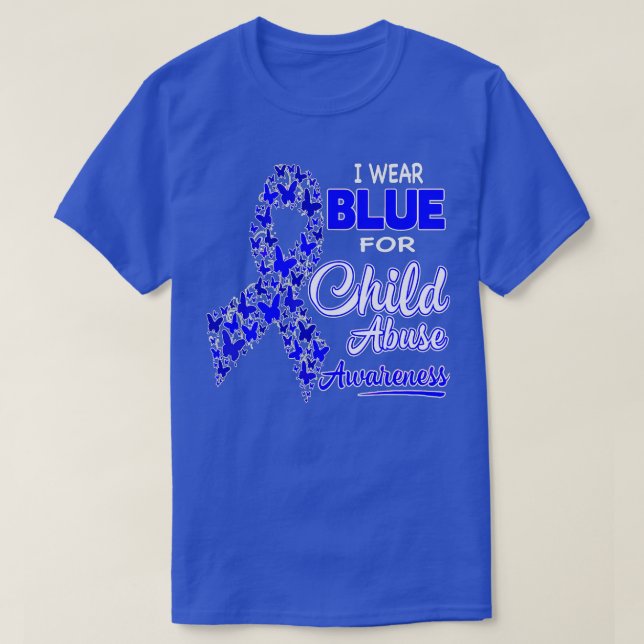 I Wear Blue For Child Abuse Awareness  T-Shirt (Design Front)