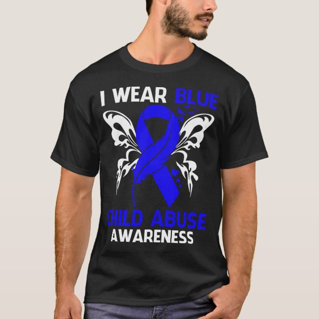 I Wear Blue For CHILD ABUSE Awareness T-Shirt (Front)