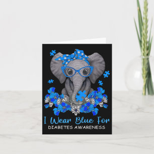 I Wear Blue For Diabetes Awareness Elephant Warrio Card