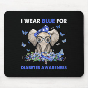 I Wear Blue For Diabetes Awareness Elephants Mouse Mat