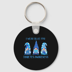 I Wear Blue For Diabetes Awareness Gnomes Peace Lo Key Ring