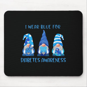 I Wear Blue For Diabetes Awareness Gnomes Peace Lo Mouse Mat