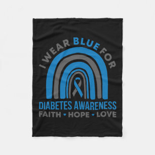 I Wear Blue For Diabetes Awareness Month Rainbow T Fleece Blanket