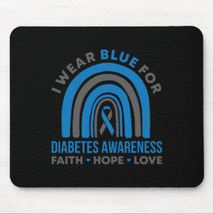 I Wear Blue For Diabetes Awareness Month Rainbow T Mouse Mat