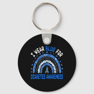 I Wear Blue For Diabetes Awareness Rainbow Men Wom Key Ring