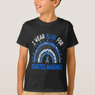 I Wear Blue For Diabetes Awareness Rainbow Men Wom T-Shirt