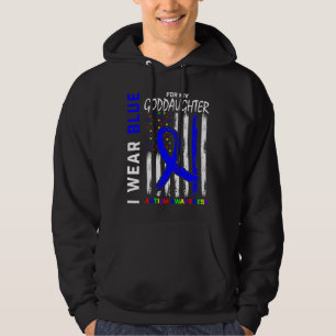 I Wear Blue For Goddaughter Autism Awareness Flag Hoodie