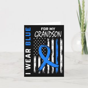 I Wear Blue For Grandson Diabetes Awareness Flag M Card