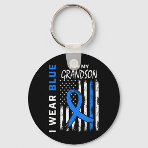 I Wear Blue For Grandson Diabetes Awareness Flag M Key Ring