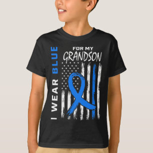 I Wear Blue For Grandson Diabetes Awareness Flag M T-Shirt