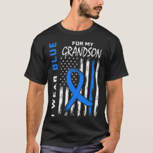 I Wear Blue For Grandson Diabetes Awareness Flag M T-Shirt