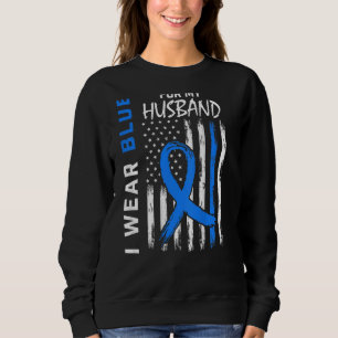 I Wear Blue For Husband Diabetes Awareness Flag Ba Sweatshirt