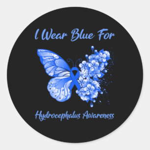 I Wear Blue For Hydrocephalus Awareness Classic Round Sticker