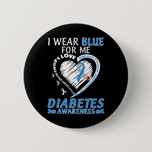 I Wear Blue For Me Diabetes Awareness Blue Ribbon 6 Cm Round Badge
