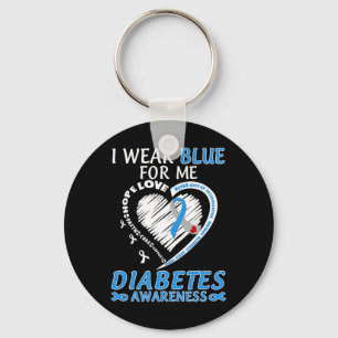 I Wear Blue For Me Diabetes Awareness Blue Ribbon Key Ring