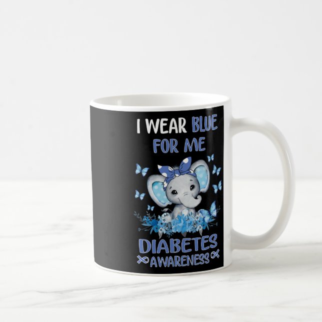 I Wear Blue For Me Diabetes Awareness Elephant  Coffee Mug (Right)