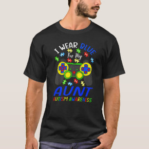 I Wear Blue For My Aunt Autism Awareness Boys Vide T-Shirt