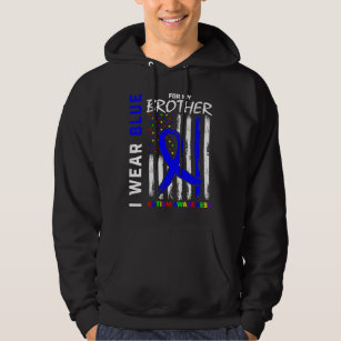 I Wear Blue For My Brother Autism Awareness Americ Hoodie