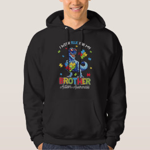 I Wear Blue For My Brother Autism Awareness Dinosa Hoodie