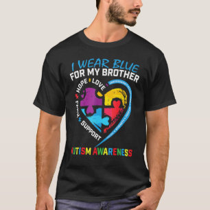 I Wear Blue For My Brother Autism Awareness Puzzle T-Shirt