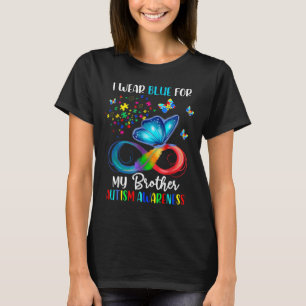 I Wear Blue For My Brother Autism Puzzle Butterfly T-Shirt