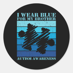 I Wear Blue For My Brother Autistic Kids Autism Aw Classic Round Sticker