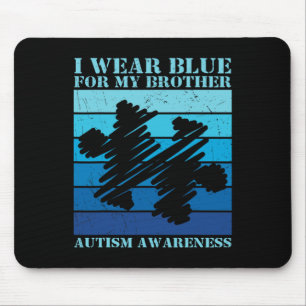 I Wear Blue For My Brother Autistic Kids Autism Aw Mouse Mat