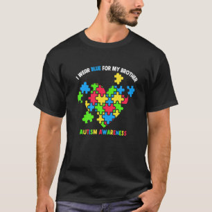 I Wear Blue For My Brother Heart Puzzle Autism Awa T-Shirt