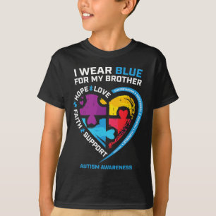 I Wear Blue For My Brother Kids Autism Awareness S T-Shirt
