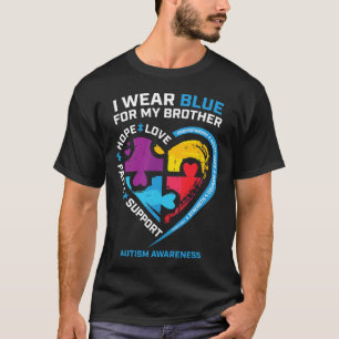 I Wear Blue For My Brother Kids Autism Awareness S T-Shirt