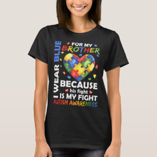 I Wear Blue For My Brother Kids Autism Awareness S T-Shirt