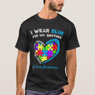 I Wear Blue For My Brother Kids Autism Awareness S T-Shirt