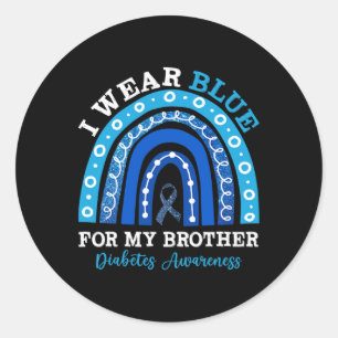 I Wear Blue For My Brother T1d Type 1 Diabetes Awa Classic Round Sticker