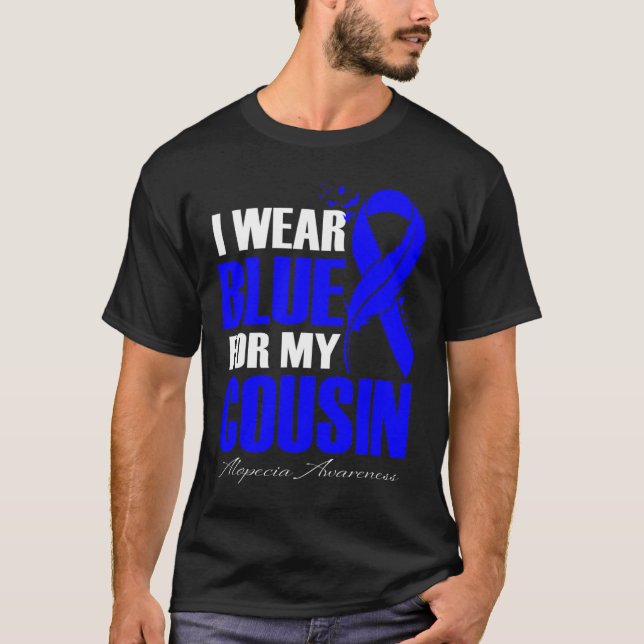 I Wear Blue For My Cousin Alopecia Feather  T-Shirt (Front)