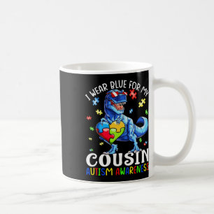 I Wear Blue For My Cousin Autism Awareness Dinosau Coffee Mug