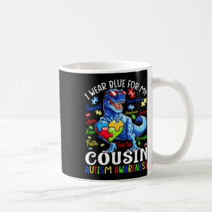 I Wear Blue For My Cousin Autism Awareness Dinosau Coffee Mug