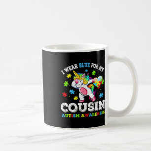 I Wear Blue For My Cousin Autism Dab Unicorn Puzzl Coffee Mug