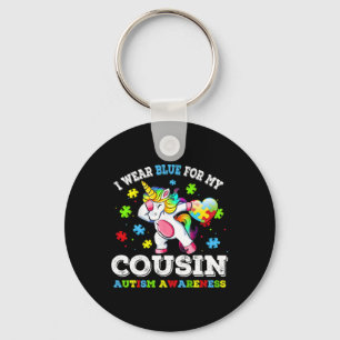 I Wear Blue For My Cousin Autism Dab Unicorn Puzzl Key Ring