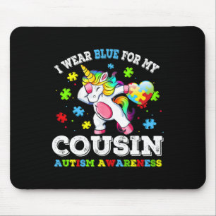 I Wear Blue For My Cousin Autism Dab Unicorn Puzzl Mouse Mat