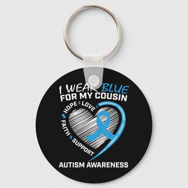 I wear blue for my cousin because my cousin's figh key ring (Front)