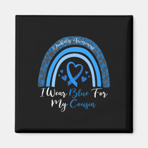 I Wear Blue For My Cousin Rainbow Leopard Diabetes Magnet