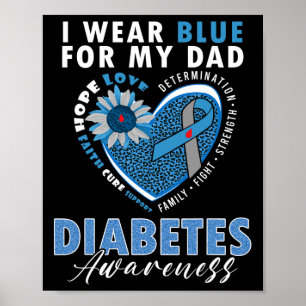 I Wear Blue For My Dad Type 1 Diabetes Awareness M Poster