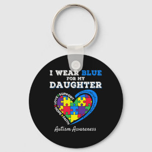 I Wear Blue For My Daughter Autism Awareness Dad M Key Ring
