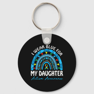 I Wear Blue For My Daughter Autism Awareness Match Key Ring