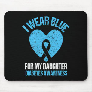 I Wear Blue For My Daughter Diabetes Awareness Gir Mouse Mat