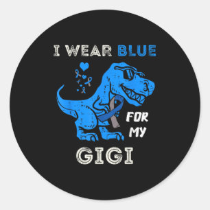 I Wear Blue For My Gigi T Rex Dino Diabetes Awaren Classic Round Sticker