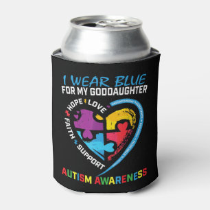 I wear blue for my Goddaughter Autism awareness cl Can Cooler