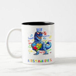 I Wear Blue For My Godson Autism Awareness Two-Tone Coffee Mug