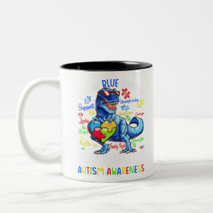 I Wear Blue For My Granddaughter Autism Awareness Two-Tone Coffee Mug