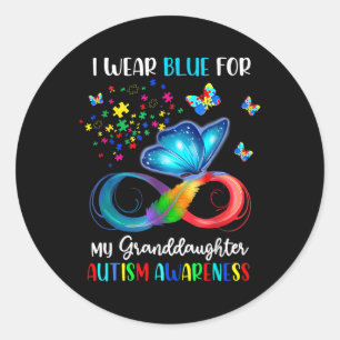 I Wear Blue For My Granddaughter Autism Grandma Bu Classic Round Sticker